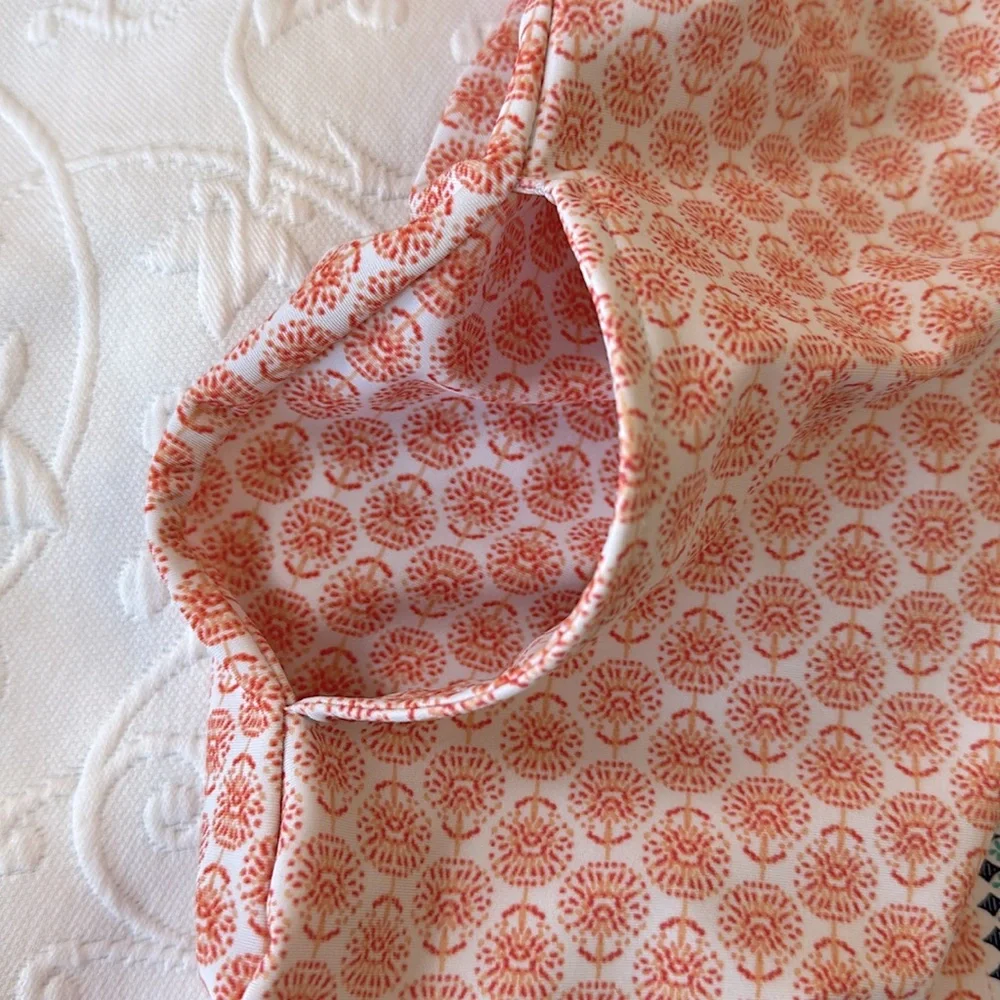 AQUA ET SOL Beach Coverup Dress Blue Orange Print Hooded‎ Hoodie UPF 50+ Sz S